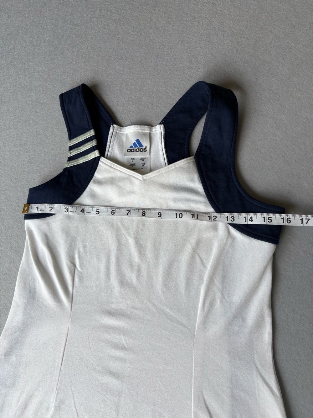 Adidas Vintage White Navy Tennis Pickleball Dress Athletic Sport Dress Sz M - Picture 5 of 10